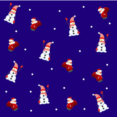 Fototapeta na wymiar Christmass pattern with santa and snowman