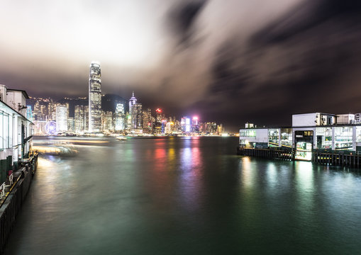 Star ferry building in Hong Kong at night