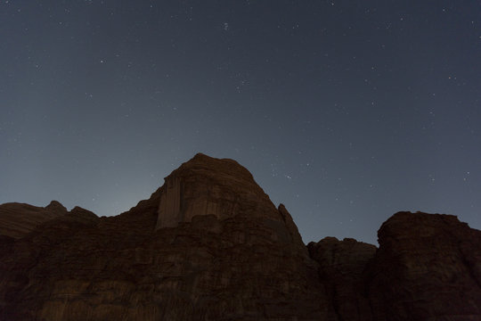 Wadi Rum at night during full moon, Jordan
