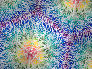 Kaleidoscope texture colorful watercolor leaves. Mosaic pattern.