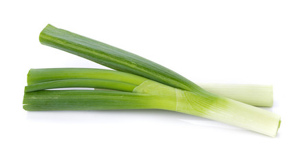 Green Japanese Bunching Onion on white background