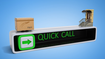 concept of fast order of express delivery at the door 3d render on blue