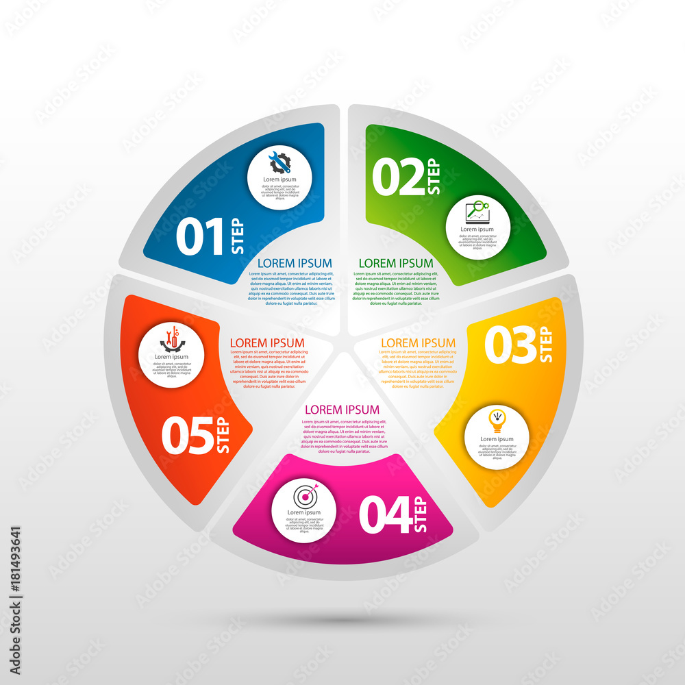 Poster infographics circular vector banner of 5 steps. modern vector illustration with five steps pattern o