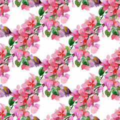 Watercolor seamless pattern with colorful flowers and leaves on white background, watercolor floral pattern, flowers in pastel color, tile for wallpaper, card or fabric. - 181493692