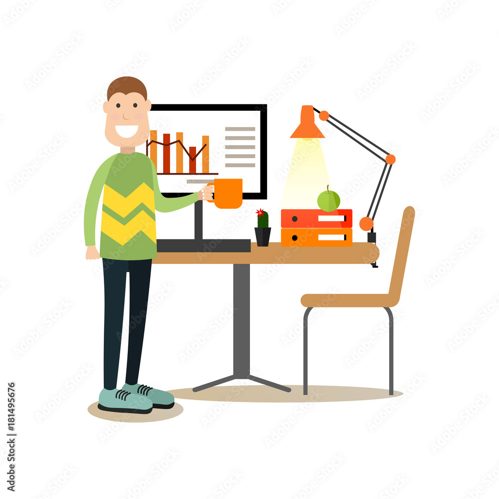 Poster website developer vector illustration in flat style