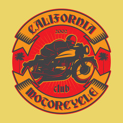 Fototapeta premium Biker riding a motorcycle label