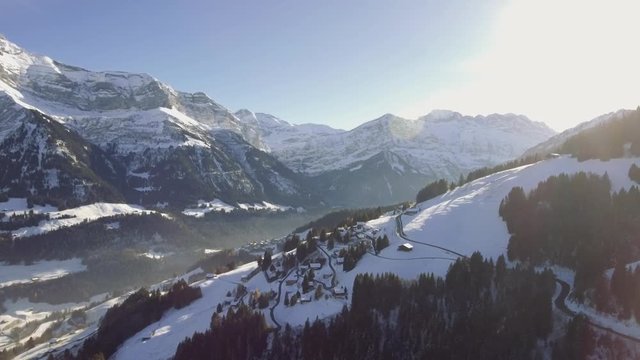 Stunning Drone footage over the high mountain alpine peaks of the Dents du Midi overlooking Champery in Switzerland.