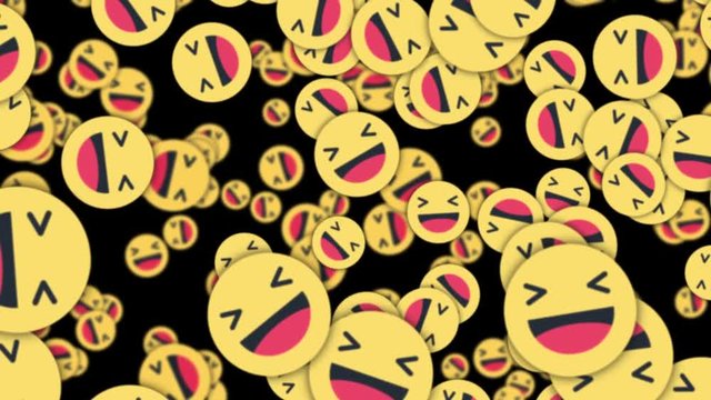 Falling Smile Haha Emoji Signs Animation, Rendering, Background, with Alpha Channel, Loop, 60fps, 4k
