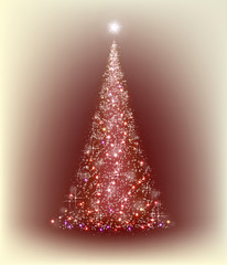 Christmas red tree with beige background