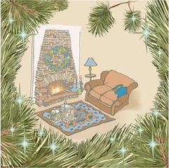 New year fireplace color christmas