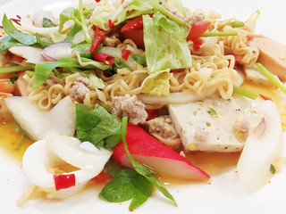 Fried Noodle Salad with Spicy Sauce - Food