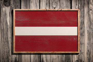 Wooden Latvia flag