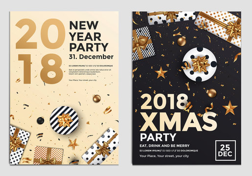 Christmas Party Flyer Design- golden design 4