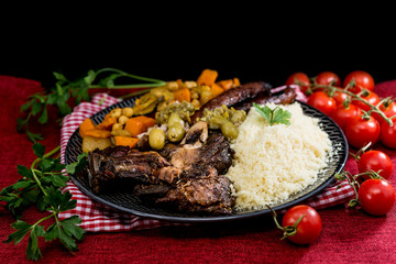 traditional moroccan dish couscous salad with Sausage
