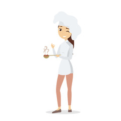 Isolated female chef.