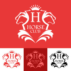 Elegant Line Art Blazon for Horse Club