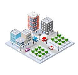 Winter Christmas urban quarter modules for the construction of a large isometric metropolis city perspective