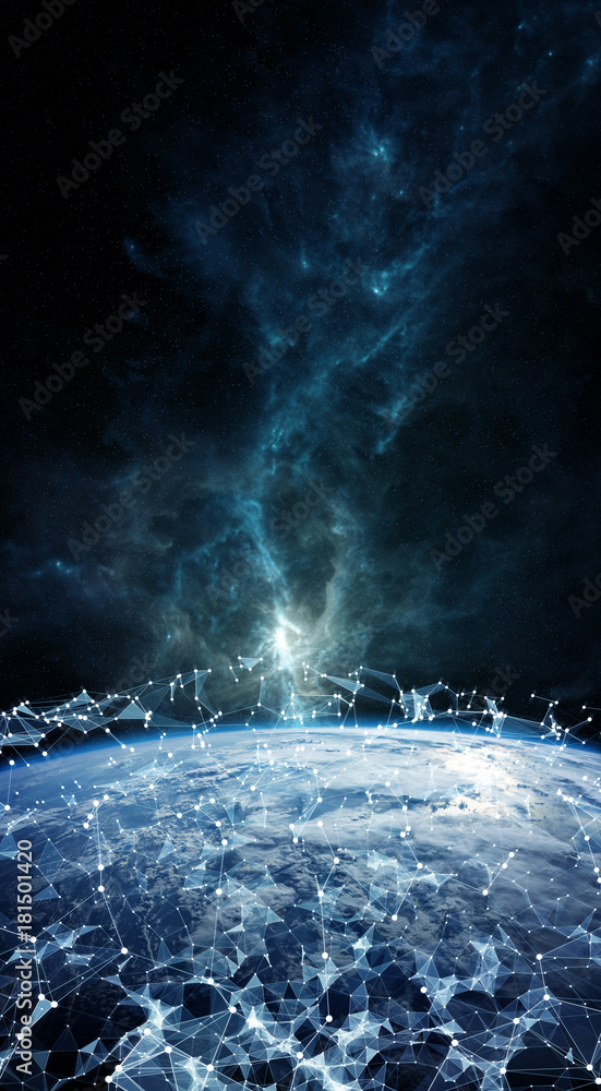 Leinwandbilder global network and datas exchanges over the planet earth 3d rendering