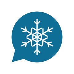 Blaue Sprechblase rund - Schneeflocke