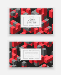 Abstract isometric set logotype dimensional 3D shape template for business cards, invitations, presentations and printing