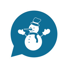 Blaue Sprechblase rund - Schneemann