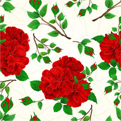 Seamless texture buds red roses and buds cracks in the porcelain vintage vector illustration editable hand draw