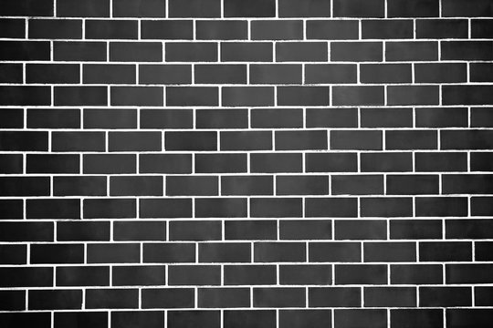 Fototapeta New perfectly black brick wall background. Best clean grey brick wall. Close up. Front view.
