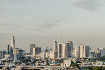Fototapeta na wymiar Cityscape view of Bangkok modern office business building in business zone at Bangkok,Thailand. 