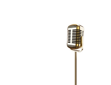 Vintage metal microphone on a stand
