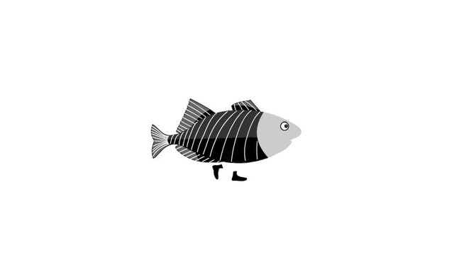 Funny walking fish (seamless loop animation) 