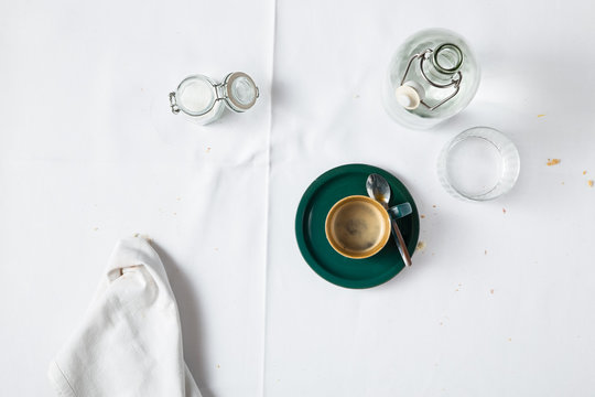 Topshot of coffee after dinner
