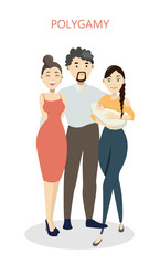 Polygamy concept illustration.