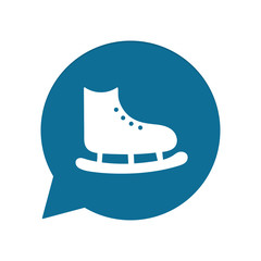 Blaue Sprechblase rund - Schlittschuh