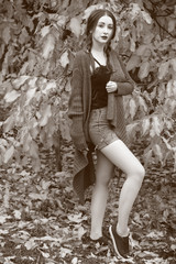 Beautiful young and melancholic lady. Problems of adolescents in social life. woman in solitude, in bad mood, and alone. Depressed thoughts, problems in her personal life, sad emotions