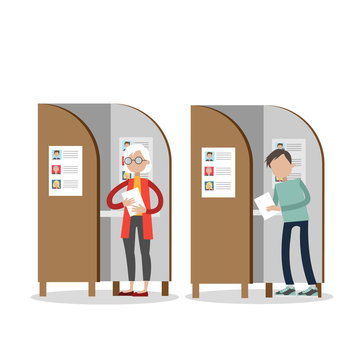 People in voting booths. Stock Vector | Adobe Stock