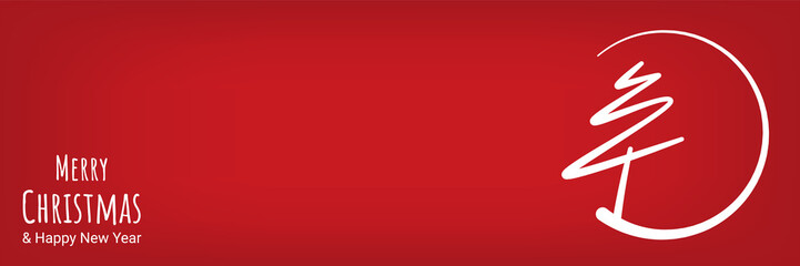 abstract merry christmas banner, line christmas tree circle concept background, vector illustration