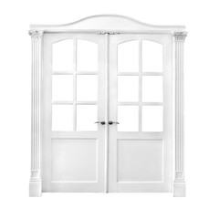 white double-leafed door of classical design