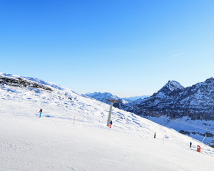 Fototapeta na wymiar Winter skiing resort in Alps