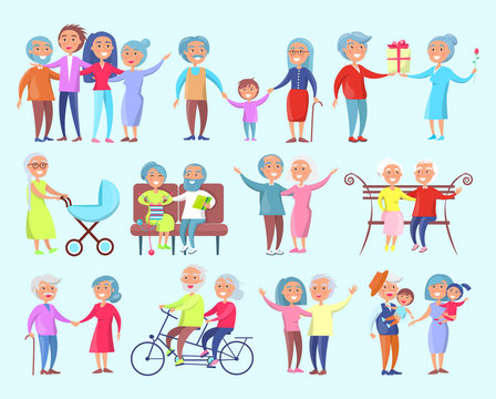 People of Different Age Isolated Illustration