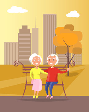 Happy Grandparents Day Senior Couple on Bench