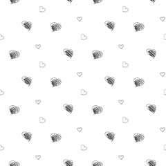 Seamless pattern with hand drawn black hearts on white background - 181507464