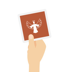 Hand hält Karte - Engel - Schutzengel