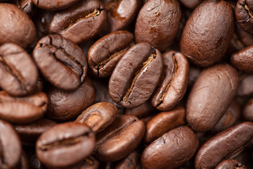Coffee beans macro as a background