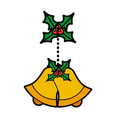christmas bells with holly and berries decoration