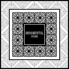 Vintage ornamental luxury background with frame. Template for design. Vector illustration