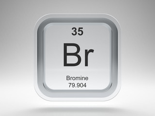 Bromine symbol on modern glass and metal rounded square icon