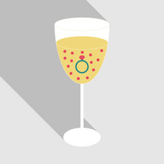 wine glass icon with wedding ring