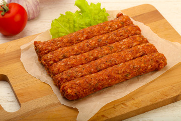 Raw beef sausages