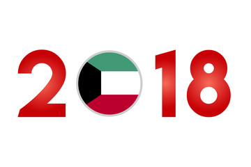 Year 2018 with Kuwait Flag