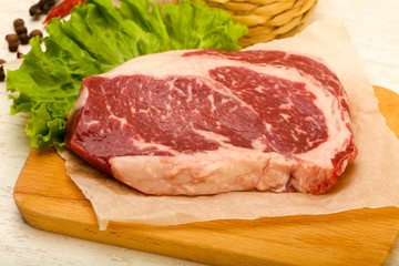 Rib eye raw steak